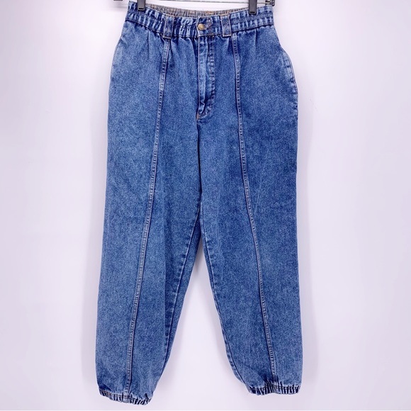 VINTAGE Bugle Boy High Rise Denim Jogger Pants Size 4/6 - Picture 1 of 9